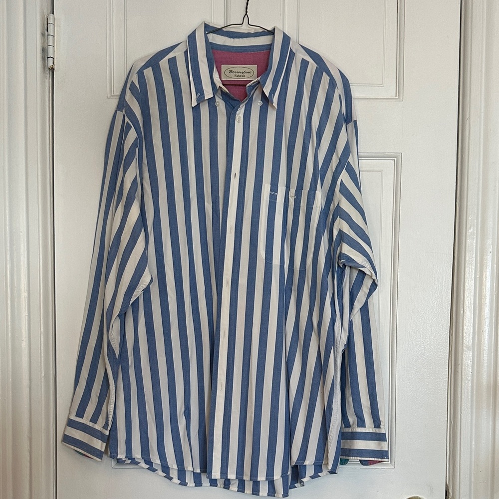 Wrangler Blue and White Striped Casual Shirt